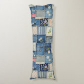 Patchwork Denim Lichaamskussen (Voorkant Verticaal)