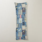 Patchwork Denim Lichaamskussen (Achterkant (Verticaal))