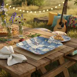 Patchwork Denim Papieren Bordje