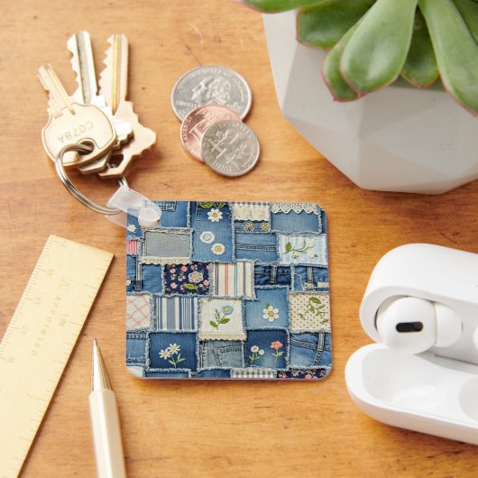 Patchwork Denim Sleutelhanger (Bureau)