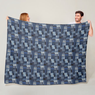 Patchwork Denim Stof Art Illustratie No11 Fleece Deken