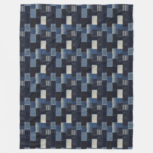 Patchwork Denim Stof Art Illustratie No14 Fleece Deken (Voorkant)
