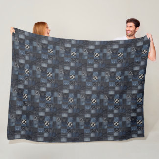 Patchwork Denim Stof Art Illustratie No15 Fleece Deken