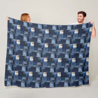 Patchwork Denim Stof Art Illustratie No1 Fleece Deken