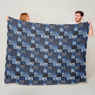 Patchwork Denim Stof Art Illustratie No20 Fleece Deken
