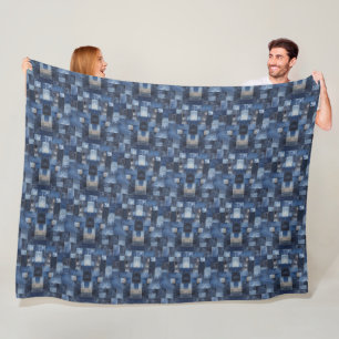 Patchwork Denim Stof Art Illustratie No3 Fleece Deken