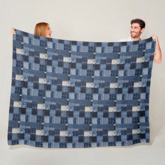 Patchwork Denim Stof Art Illustratie No9 Fleece Deken