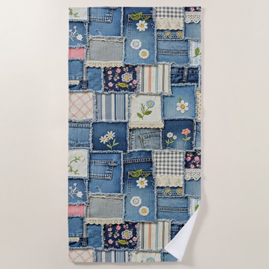Patchwork Denim Strandlaken (Voorkant)