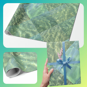 Patchwork Diamond Aquamarine Water Cadeaupapier