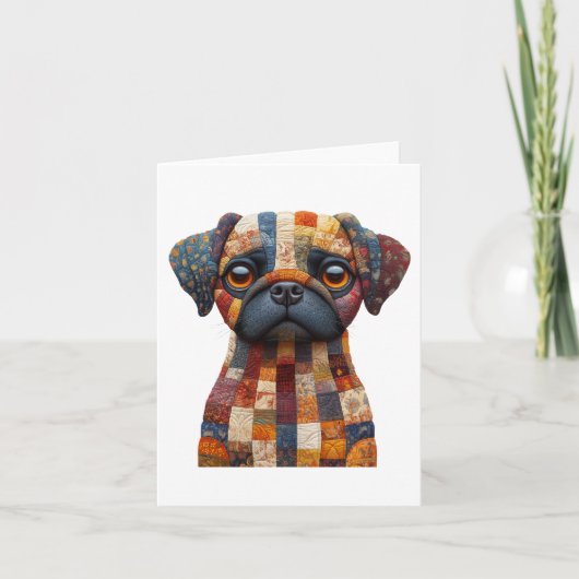 Patchwork Dog Greetings Kaart (Voorkant)