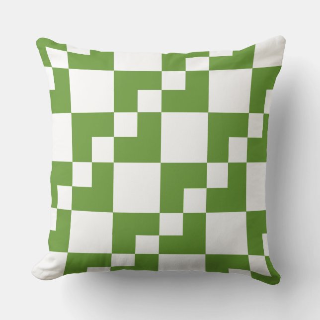 Patchwork Domino - Avocado Green en White Kussen (Voorkant)