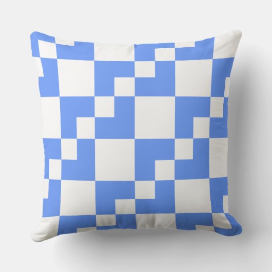 Patchwork Domino - Baby Blue en White Kussen (Achterkant)
