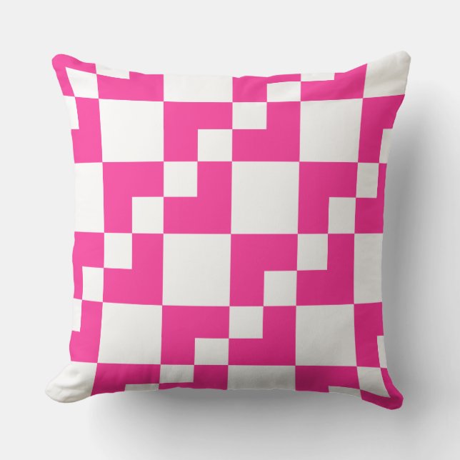Patchwork Domino - Hot Pink en White Kussen (Voorkant)