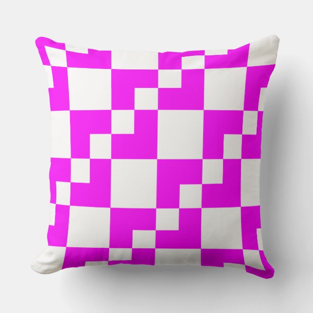 Patchwork Domino - Magenta en White Kussen (Voorkant)