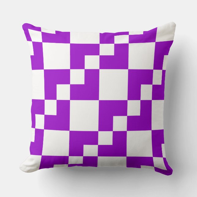 Patchwork Domino - Paars en wit Kussen (Voorkant)