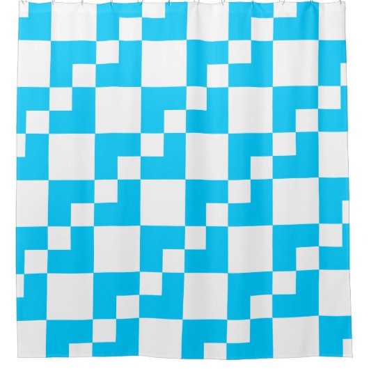 Patchwork Domino - Sky Blue en White Douchegordijn (Voorkant)