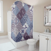 Patchwork Doodle:  Boho naadloos. Douchegordijn (In situ)