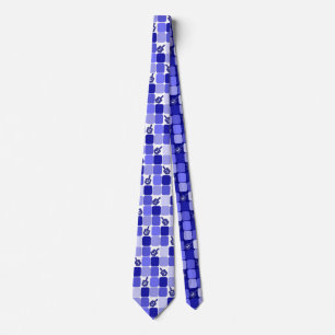 Patchwork Dreidels in Blue Stropdas