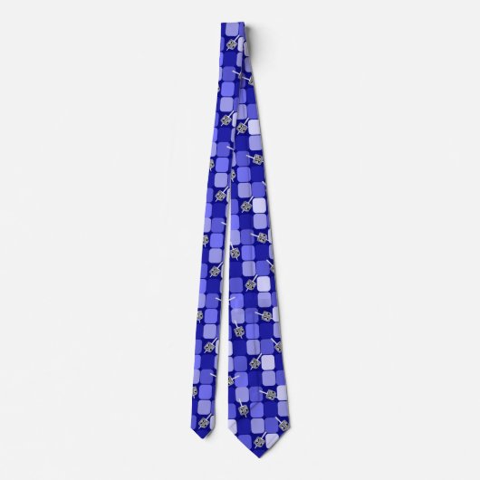 Patchwork Dreidels in Blue Stropdas (Achterkant)