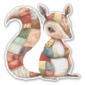 Patchwork Eekhoorn Sticker (Voorkant)