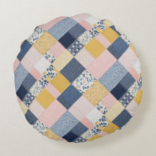  Patchwork Effect Boho Pattern Landstijl Rond Kussen