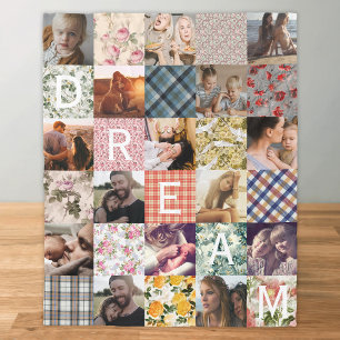 Patchwork-effect Quilt Pattern-foto Fleece Deken