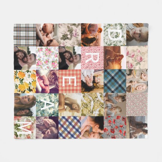  Patchwork-effect Quilt Pattern-foto Fleece Deken (Voorkant (Horizontaal))
