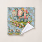 Patchwork Elephant Floral Meadow Charm (Gant de toilette)