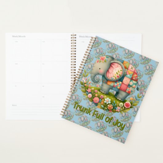 Patchwork Elephant Floral Meadow Charm (Devant avec enveloppe)