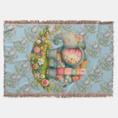 Patchwork Elephant Floral Meadow Charm Deken (Voorkant)