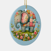 Patchwork Elephant Floral Meadow Charm Keramisch Ornament (Rechts)