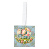 Patchwork Elephant Floral Meadow Charm Kubus Ornament (Voorkant)