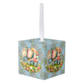 Patchwork Elephant Floral Meadow Charm Kubus Ornament (Achter hoekig)