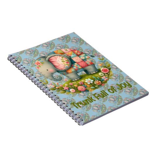 Patchwork Elephant Floral Meadow Charm Notitieboek (Rechterzijde)