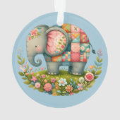 Patchwork Elephant Floral Meadow Charm Ornament (achterkant)