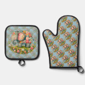 Patchwork Elephant Floral Meadow Charm Ovenwant & Pannenlap Set (Voorkant)