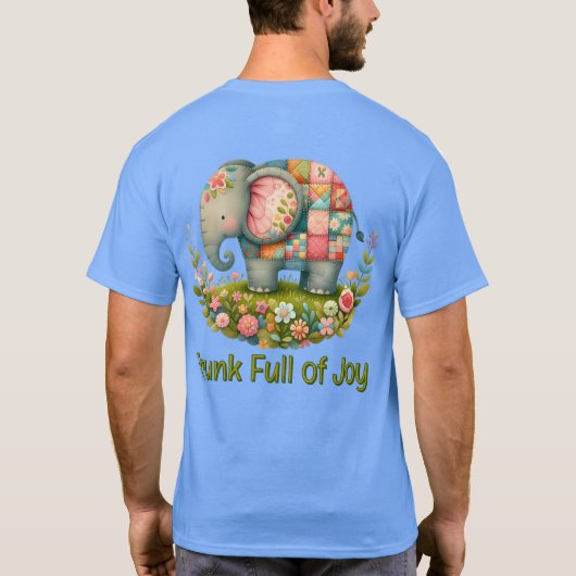 Patchwork Elephant Floral Meadow Charm T-shirt (Achterkant)