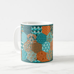 Patchwork en cuivre et en turquoise - Mug à l'air