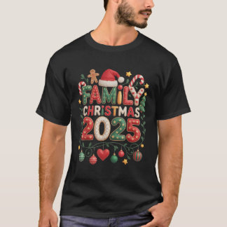 Patchwork Familie Kerstmis 2025 Matching T-shirt