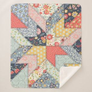Patchwork Floral:  Ornament Sherpa Deken
