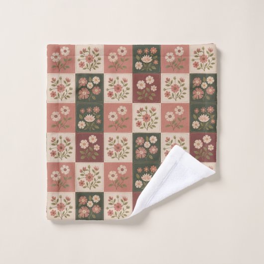 Patchwork floral rustique sans couture (Gant de toilette)