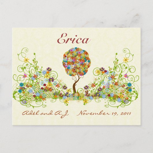 Patchwork Flower Love Tree Bedankt voor je briefka Briefkaart (Voorkant)