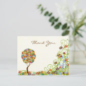 Patchwork Flower Love Tree Dank u Briefkaart (Staand voorkant)