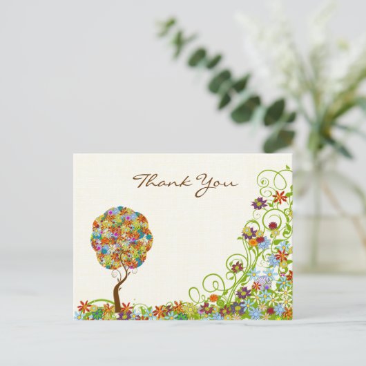 Patchwork Flower Love Tree Dank u Briefkaart (Staand voorkant)