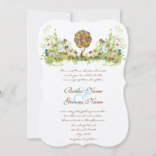 Patchwork Flower Love Tree Faire-part de mariage (Devant)