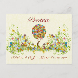 Patchwork Flower Love Tree Table Number/Names Briefkaart