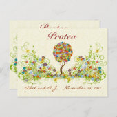 Patchwork Flower Love Tree Table Number/Names Briefkaart (Voorkant / Achterkant)