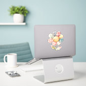 Patchwork Flower Sticker (Laptop op bureau)