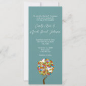 Patchwork Flower Tree and bijes Wedding Invitation Kaart (Voorkant)