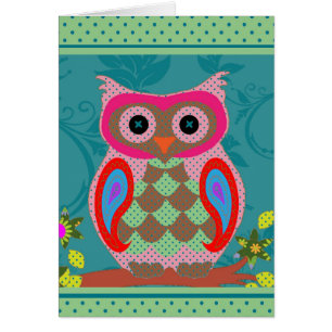 Patchwork Folk Art Owl en Stippen